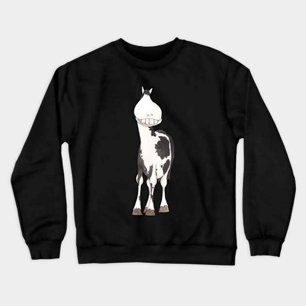 Horse, with perfect teeth! Give us a smile! Black and White Horsey. Crewneck Sweatshirt by krisevansart